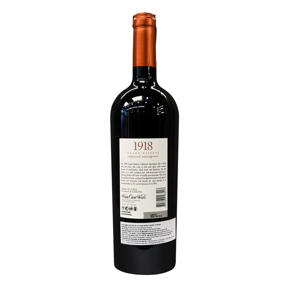 Combo rượu vang đỏ Chile 1918 Grand Reserve kèm hộp da đơn đỏ