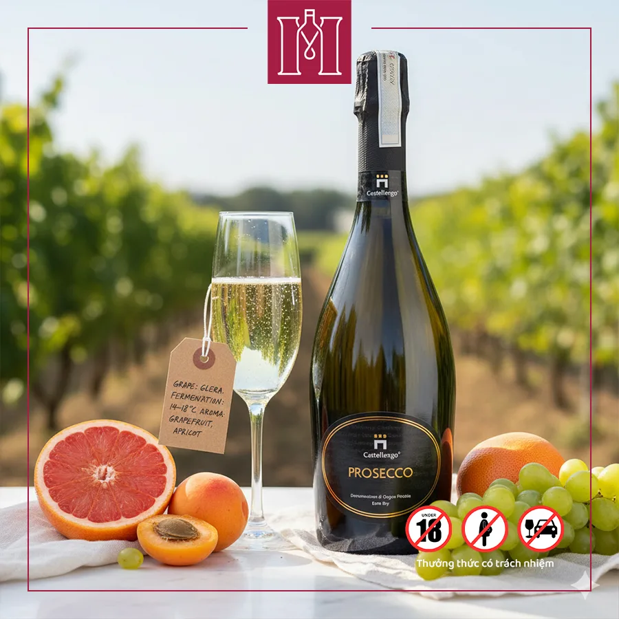 rượu vang sủi prosecco extra dry castellengo
