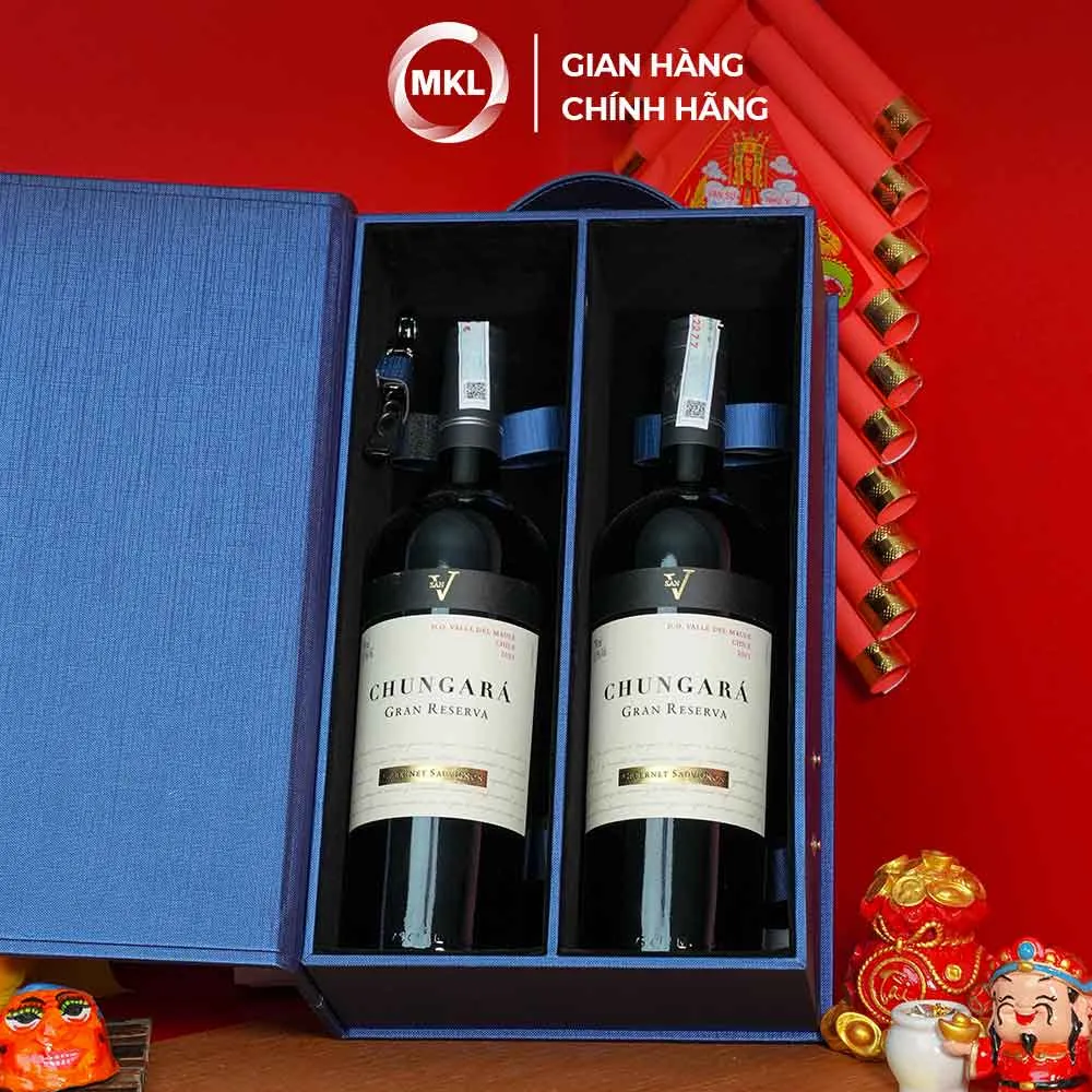 Hộp quà 2 chai rượu vang Chile San V Chungara Cabernet Sauvignon