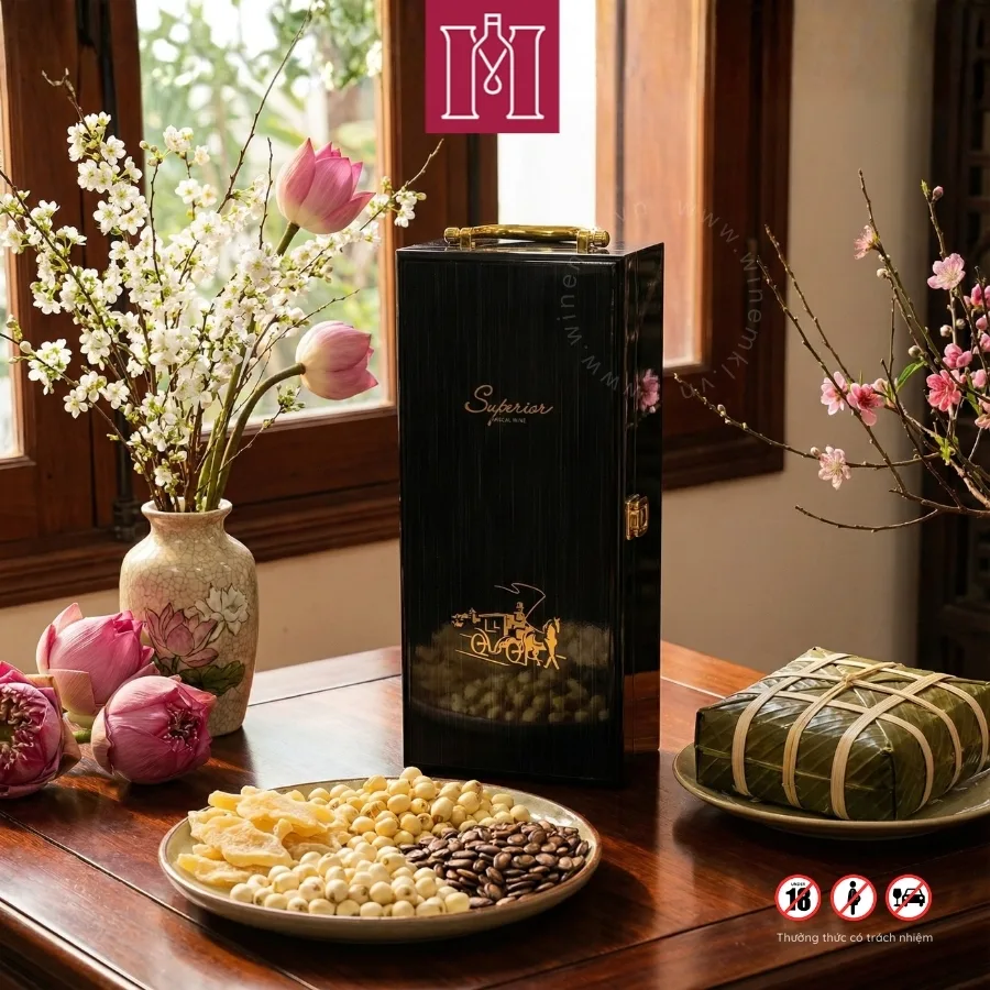 Combo rượu vang Mỹ Rutherford Ranch Napa Valley kèm hộp gỗ sơn mài, có phụ kiện 2 hộp gỗ sơn mài xanh đen có phụ kiện đi kèm đựng rượu vang