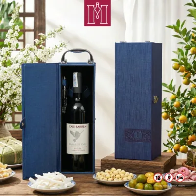 Combo rượu vang đỏ Úc Cape Barren CMC kèm hộp da đơn xanh 8 Hộp quà rượu vang đỏ Úc Cape Barren McLaren Vale CMC 750ml 14.5% nhập khẩu chính hãng kèm hộp da đơn xanh