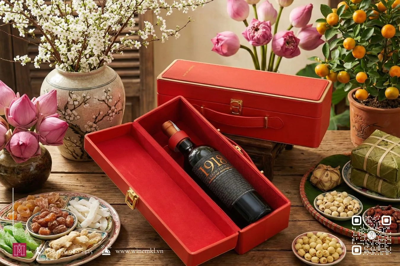 hộp quà rượu vang đỏ chile 1918 grand reserve cabernet sauvignon kèm hộp